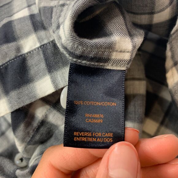 Good Man Shirt Men Medium Charcoal White Western Long Sleeve Checkered Button Up - Picture 6 of 9